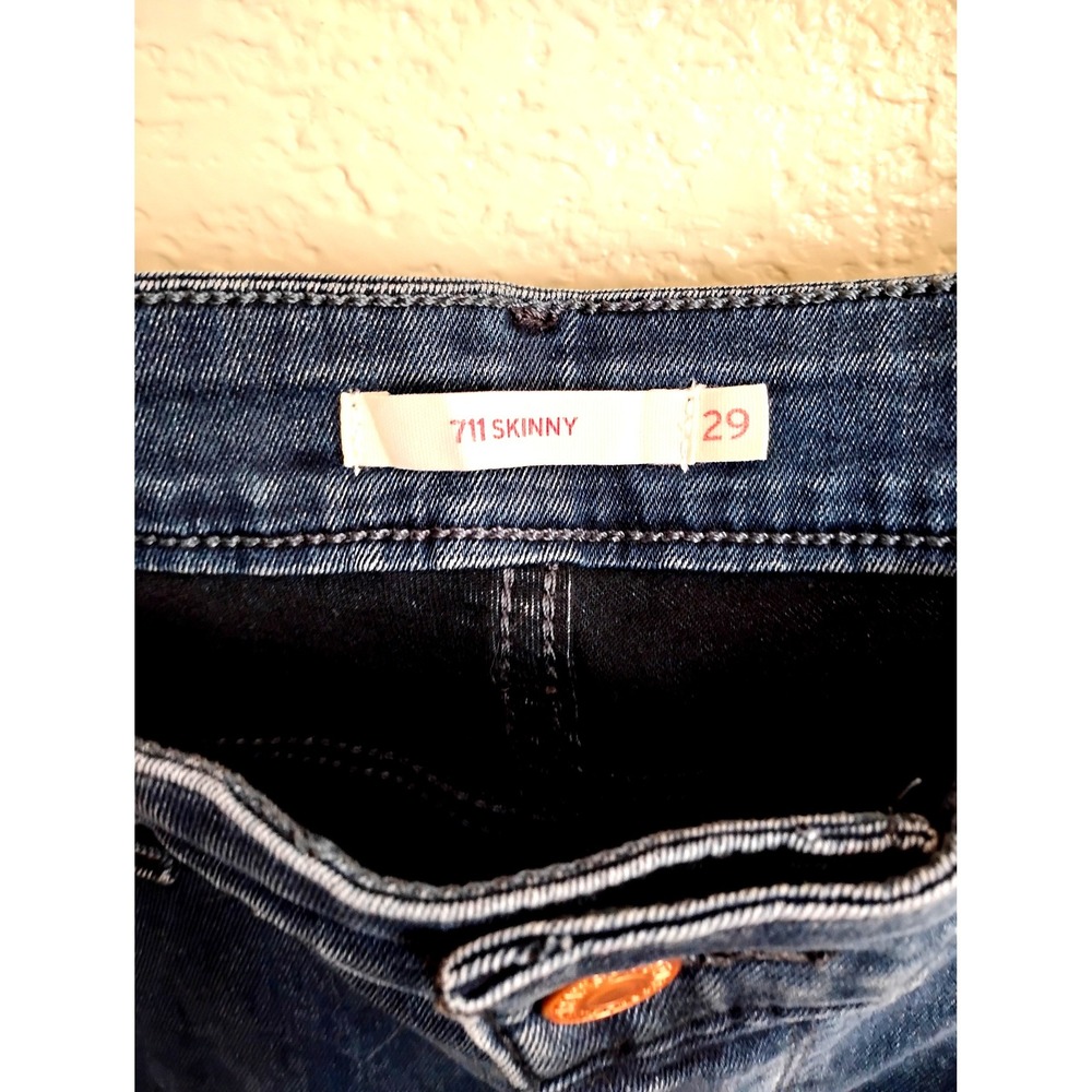 🩵Levi's 711 Skinny Dark Wash Jeans 29x30 Denim y2k minimalist clean preppy - Picture 3 of 5